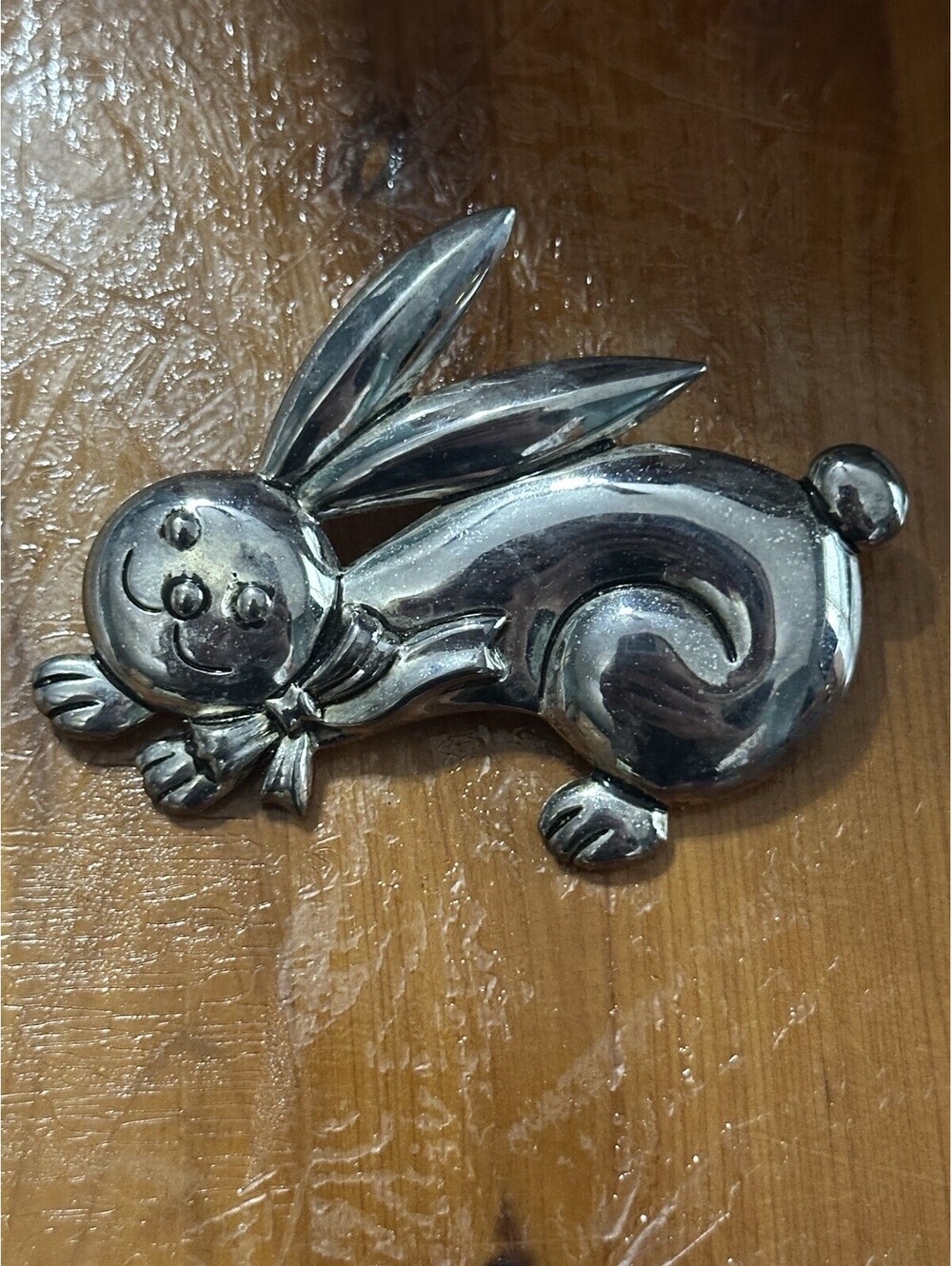 Silver-Tone Bunny Rabbit Pin Brooch By Best Easter Costume Jewelry